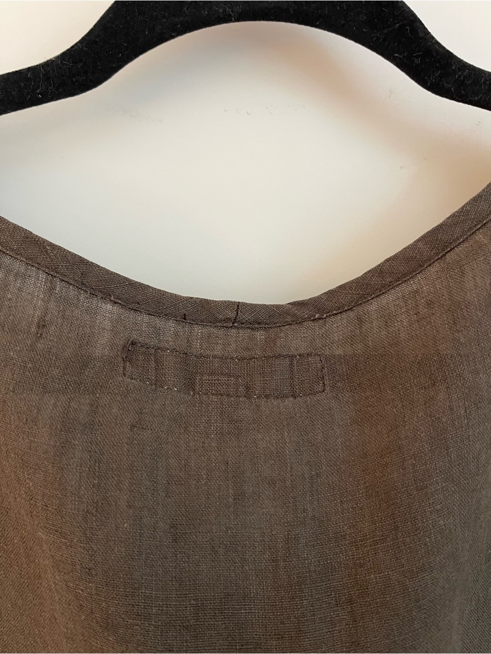 Flax linen coffee colored tunic Button-Side size L - Picture 7 of 7